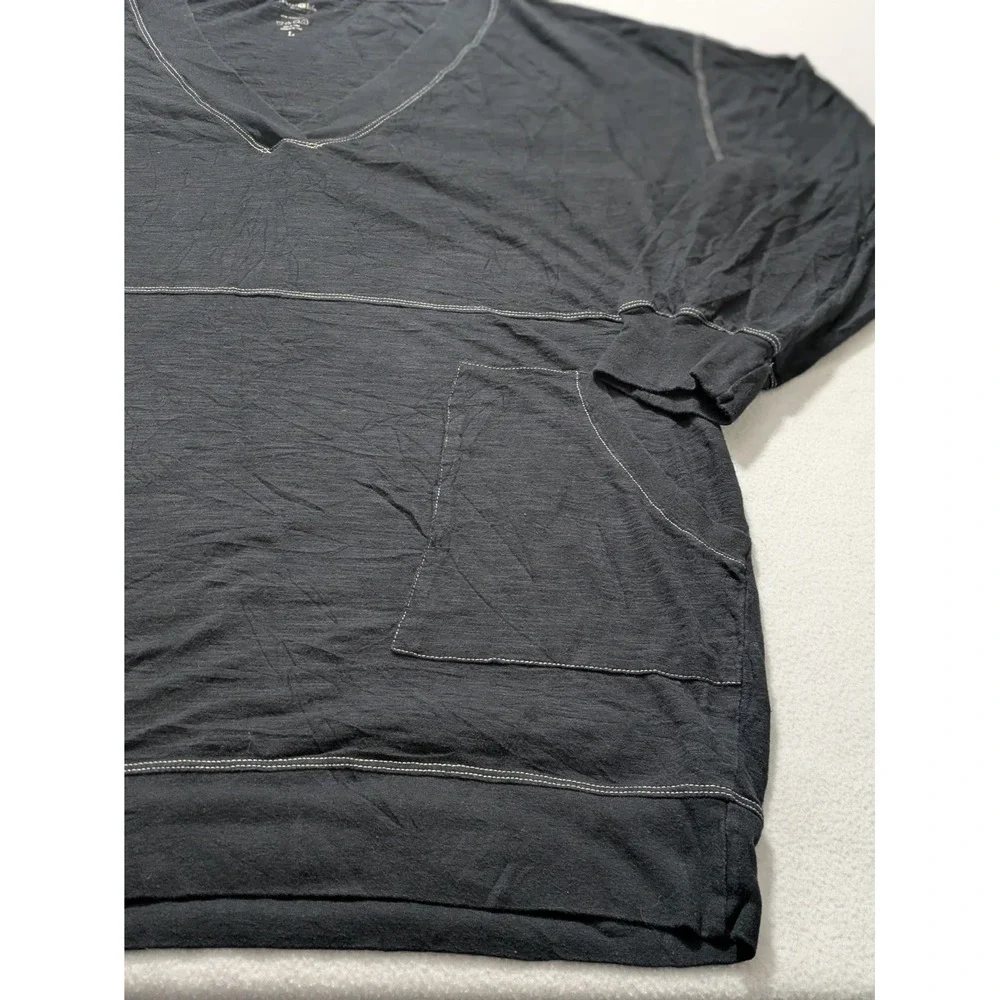 Natural Life Charlie V Neck Dress Size Large Black Soft T-shirt Tunic Lagenlook